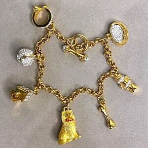 Danbury Mint Gold Yorkie Dog Charm Bracelet
